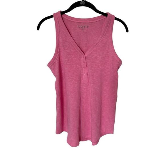 Two Loft Sleeveless Tank Tops Size Small Green and Pink with front buttons - Picture 5 of 9